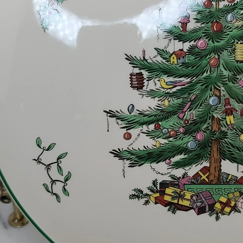Spode Christmas Tree Classic Collectible Ceramic Round Cake Plate Vintage